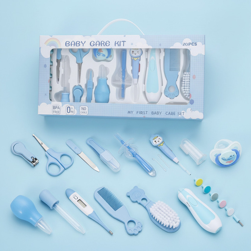 ZORIADA All-in-One Newborn Baby Care 20Pcs Grooming Set With Safe Ergonomic Tools(Blue)