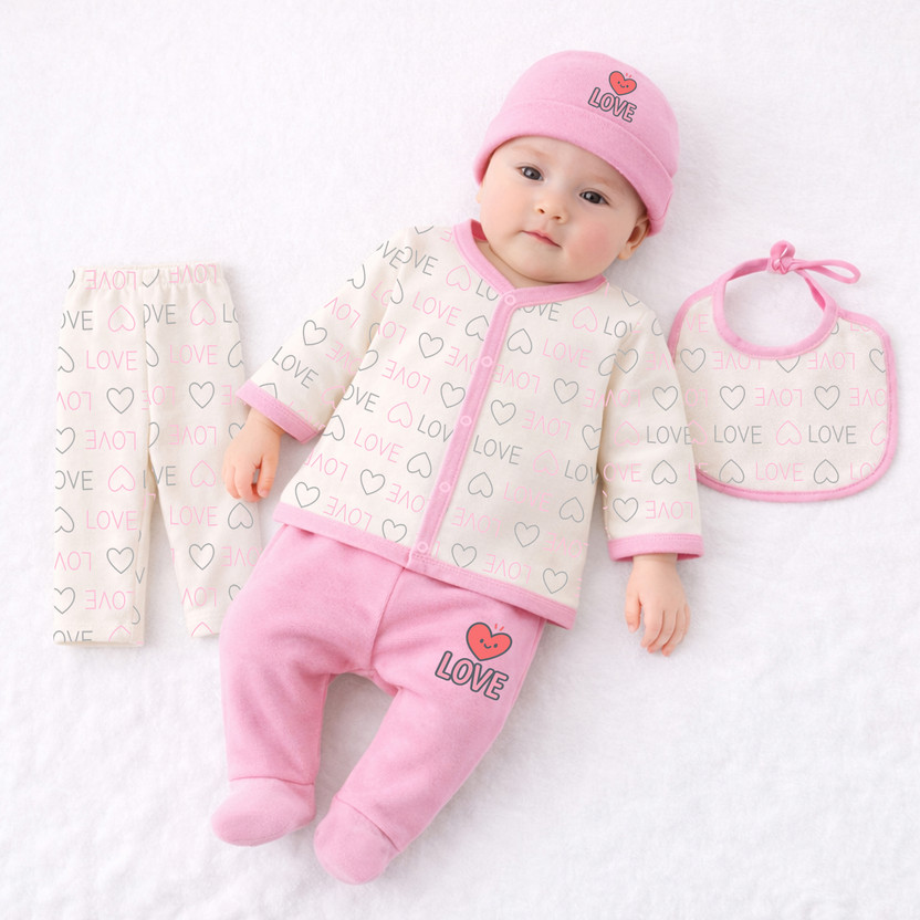 KidBee New Born Baby Clothing Set 5 Pcs | 100% Soft Cotton | Gift Combo | 0-6 Months(Pink)