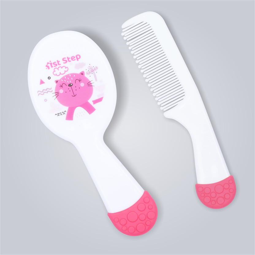 1st Step Matte Collection Easy Grip, Soft & Gentle Comb And Brush Baby Grooming Set(Pink)