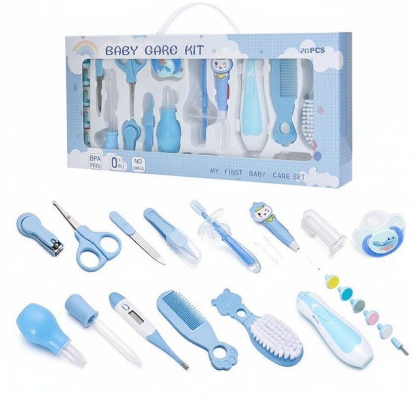 ZORIADA Essential 20-Piece Baby Care Grooming Kit For Boys Girls Infant Case Included(Blue)