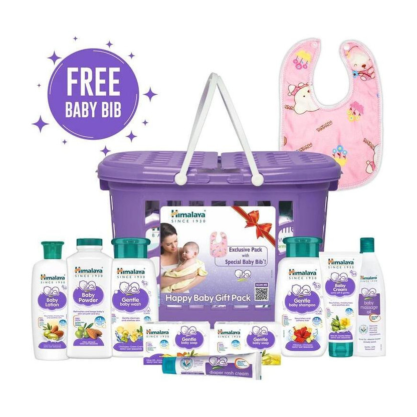 HIMALAYA Happy Baby Gift Pack with Baby Bib (9 in 1)(Purple)