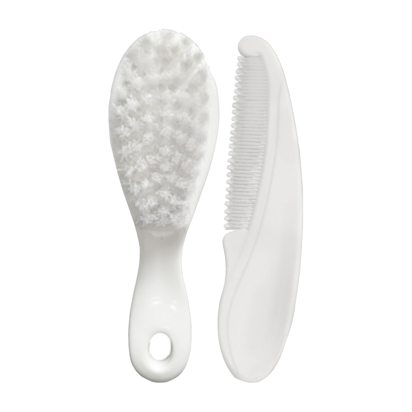 LuvLap Elegant Baby Comb & Brush Set with Soft bristles, Grooming Set, 0M+,(White)