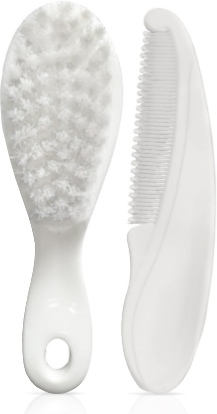 LuvLap Elegant Baby Comb & Brush Set with Soft bristles, Grooming Set, 0M+,(White)