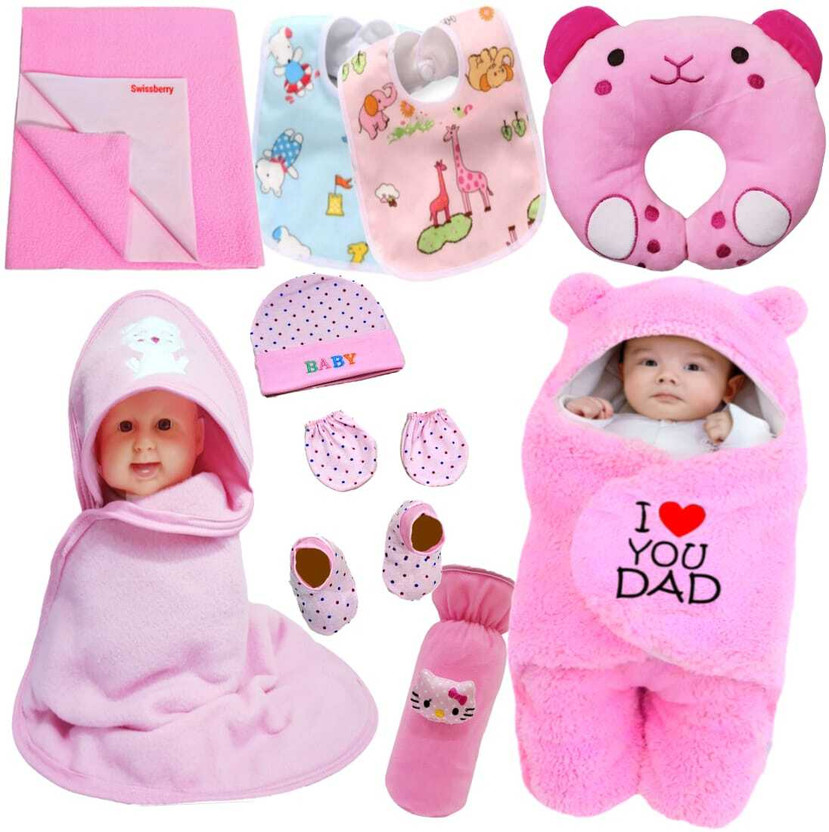 Swissberry Gift Set New born combo pack of baby basic daily use gift set(Pink)