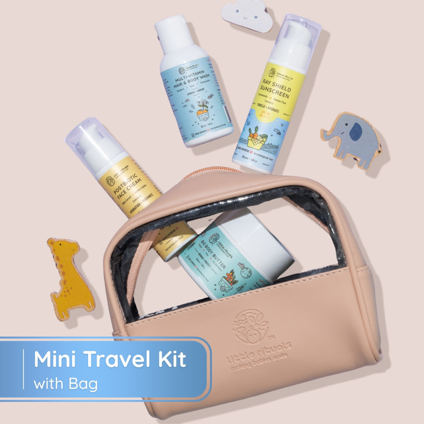 Little Rituals Travel Kit for Baby & Kids | Newborn Essentials Mini Care Pack | 4 pcs(White)