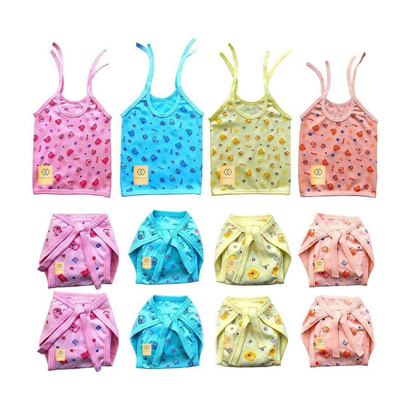 FabSquare FabSquare Baby jhabla 4Pcs + Nappy 8Pcs, Hosiery Soft Cloth Material, 0-6 Months(Multicolor) - Flipkart Deal