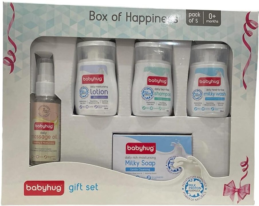 babyhug Milk Protein Box of Happiness Gift Set - Pack of 5(White)