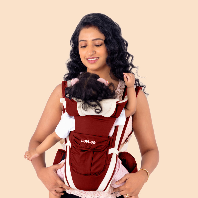 LuvLap Elegant Baby Carrier with 4 carry positions, for 4 to 24 months baby, Baby Carrier(Red, Front Carry facing in)