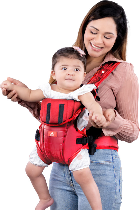 MYLO Baby Carrier Comfortable Head Support & Adjustable Buckle Strap (6-15 Months) Baby Carrier(Dark Red, Front Carry facing in)