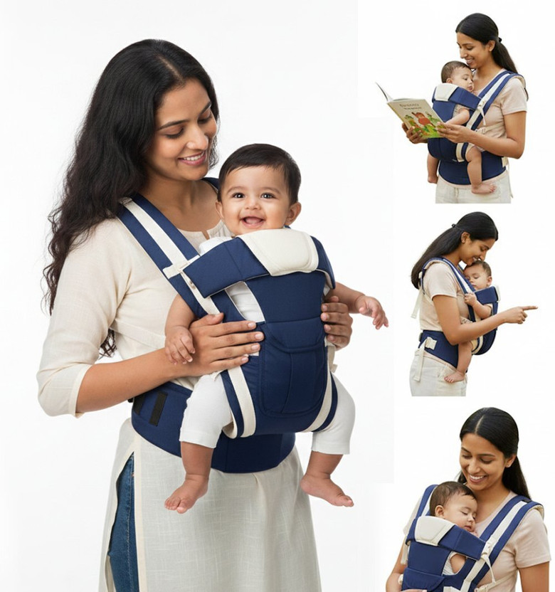 Lilnino 4-in-1 Multipurpose Baby Carrier for 0–24 Months with Adjustable Waist Belt Baby Carrier(Blue, Front carry facing out)