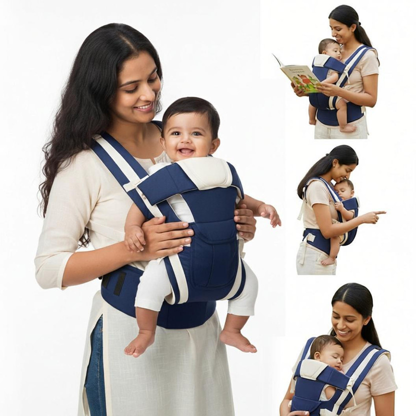 Lilnino 4-in-1 Multipurpose Baby Carrier for 0–24 Months with Adjustable Waist Belt Baby Carrier(Blue, Front carry facing out)