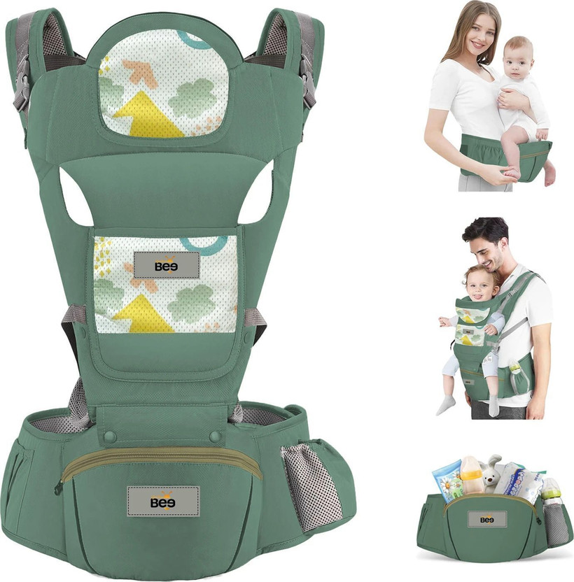 Golden Bee Baby carrier with Hip seat ,Multi carry Position,Ergonomic design( 4-36 months) Baby Carrier(Green, Hip Carry)