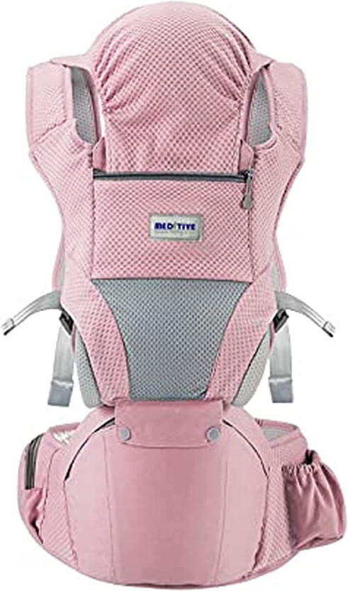 MEDITIVE Baby Carrier with Detachable Hip Seat, Ergonomically Designed (0-36 Months) Baby Carrier(Pink, Hip Carry)