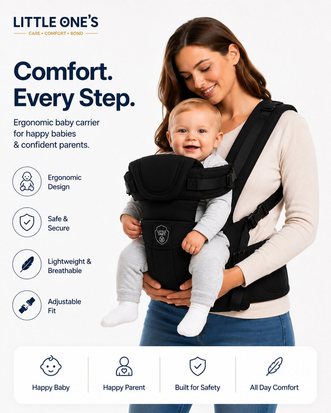 LITTLE LITTLE ONE'S STAR BABY CARRIER for 0 to 3 Years / Travel Friendly Baby carrier Baby Carrier. Baby Carrier(Black, Front Carry facing in) - Flipkart Deal