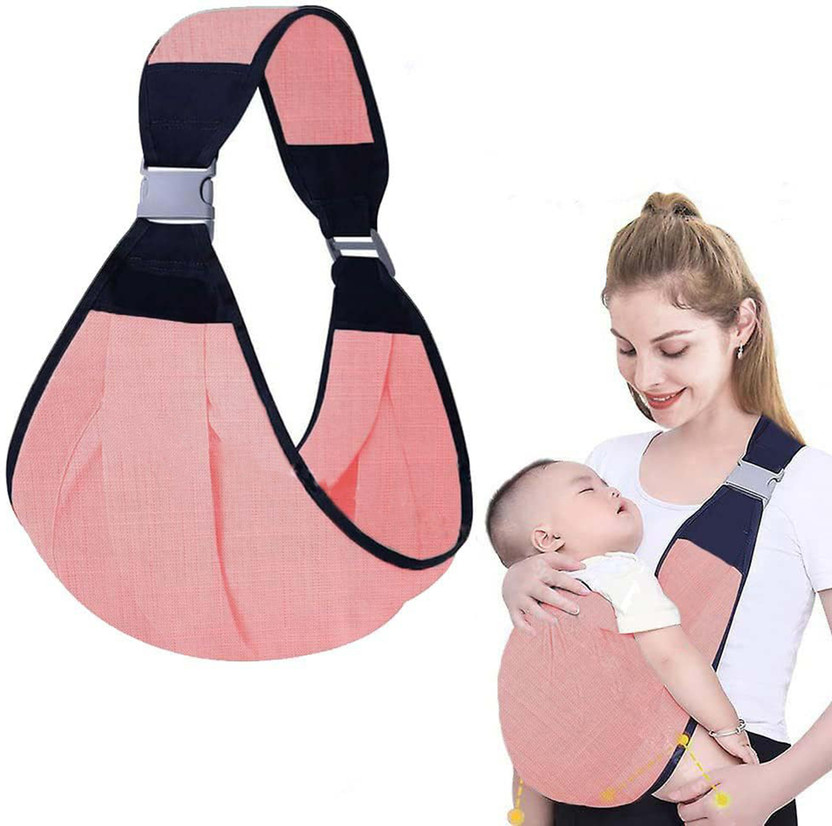 NME Collection Lightweight Adjustable Baby Sling Carrier – Soft Breathable Newborn Holding Wrap Baby Carrier(Pink, Front Carry facing in)
