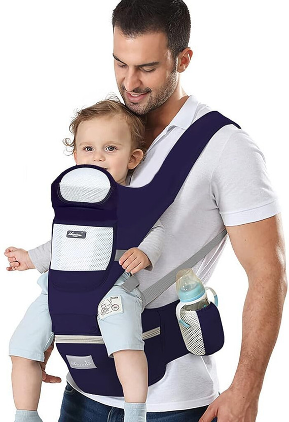 PATPAT Baby Carrier with Lumbar Support - 360 All-Position Baby Wrap Carrier - 6-in-1 Front and Back Backpack Carrier for Breastfeeding, Newborn,Infant,Toddler(7-66 Lb) Baby Carrier(Deep Blue, Front Carry facing in)