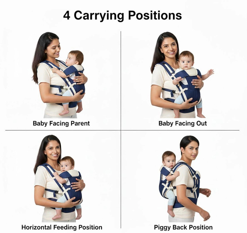 AGGARWAL ONLINE SALES High Quality Bag with Strong Belt 4 in 1 Position Baby Carrie Baby Carrier(Multicolor, Front carry facing out)