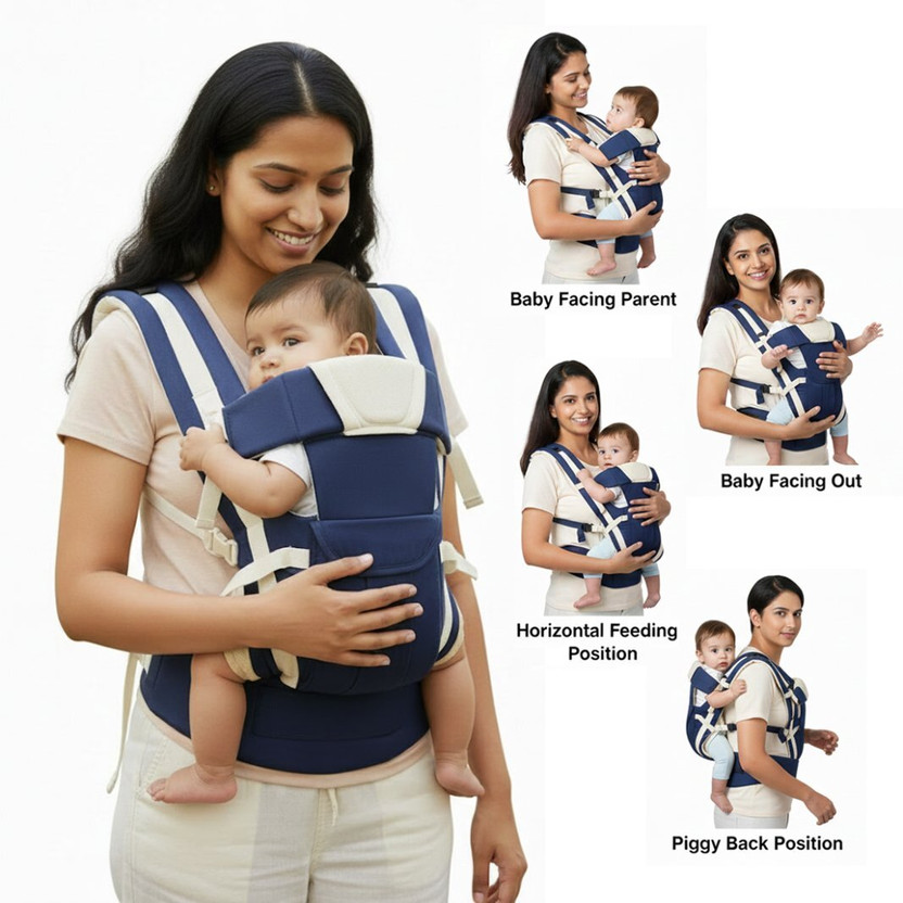 Lilnino 4-in-1 Multipurpose Baby Carrier for 0–24 Months with Adjustable Waist Belt Baby Carrier(Blue, Front carry facing out)
