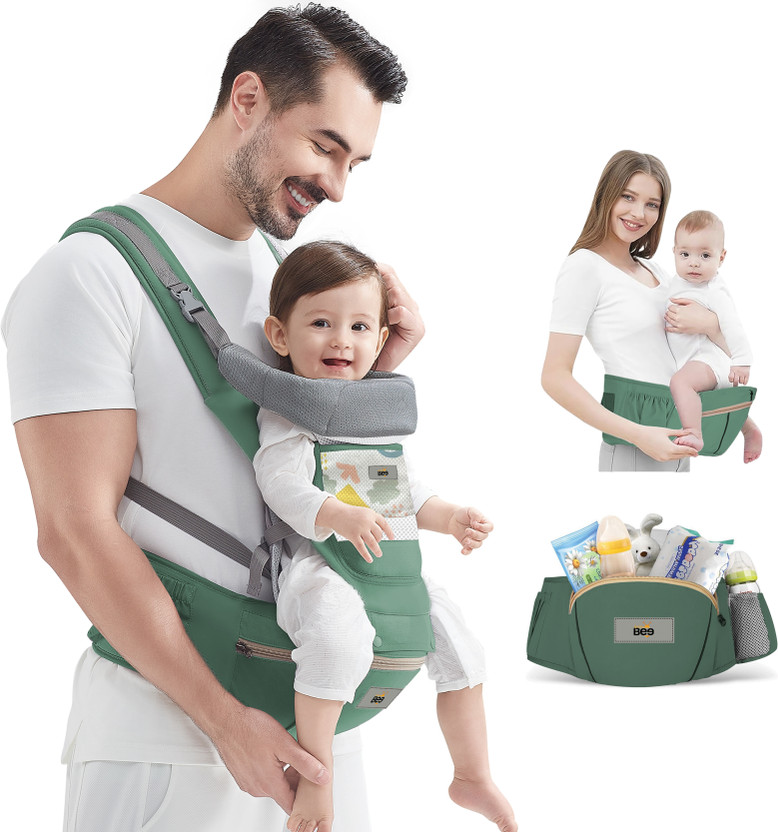 Golden Bee Baby carrier with Hip seat ,Multi carry Position,Ergonomic design( 4-36 months) Baby Carrier(Green, Hip Carry)
