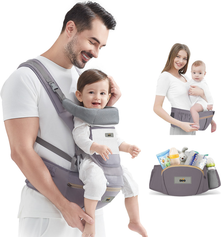 Golden Bee Baby carrier with Hip seat ,Multi carry Position,Ergonomic design( 4-36 months) Baby Carrier(Grey, Hip Carry)