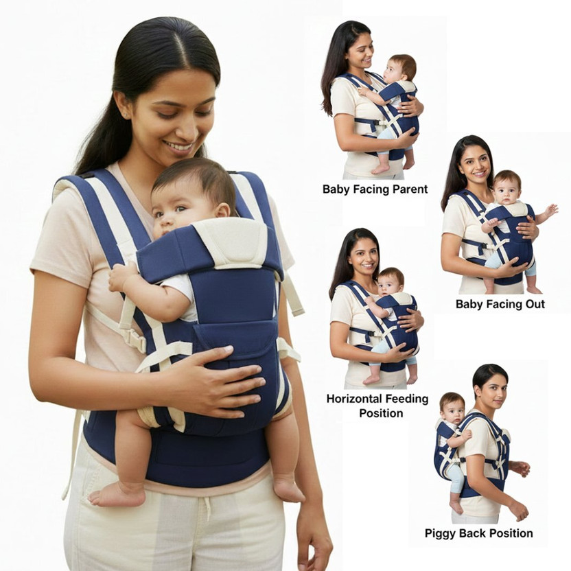 Lilnino 4-in-1 Multipurpose Baby Carrier for 0–24 Months with Adjustable Waist Belt Baby Carrier(Blue, Front carry facing out)