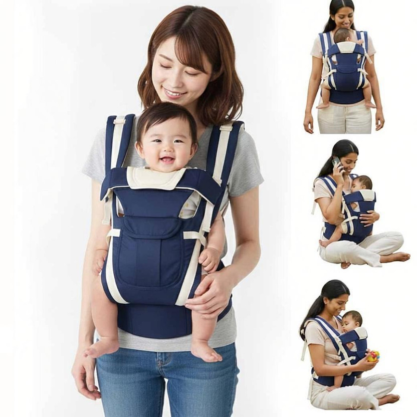 Lilnino 4-in-1 Multipurpose Baby Carrier for 0–24 Months with Adjustable Waist Belt Baby Carrier(Blue, Front carry facing out)