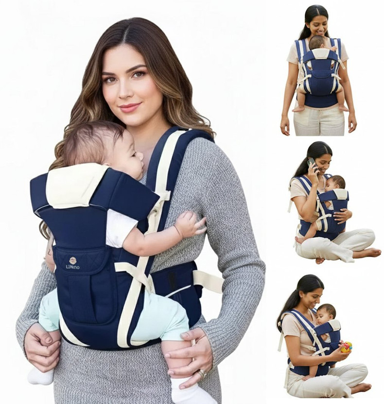 Lilnino 4-in-1 Multipurpose Baby Carrier for 0–24 Months with Adjustable Waist Belt Baby Carrier(Blue, Front carry facing out)