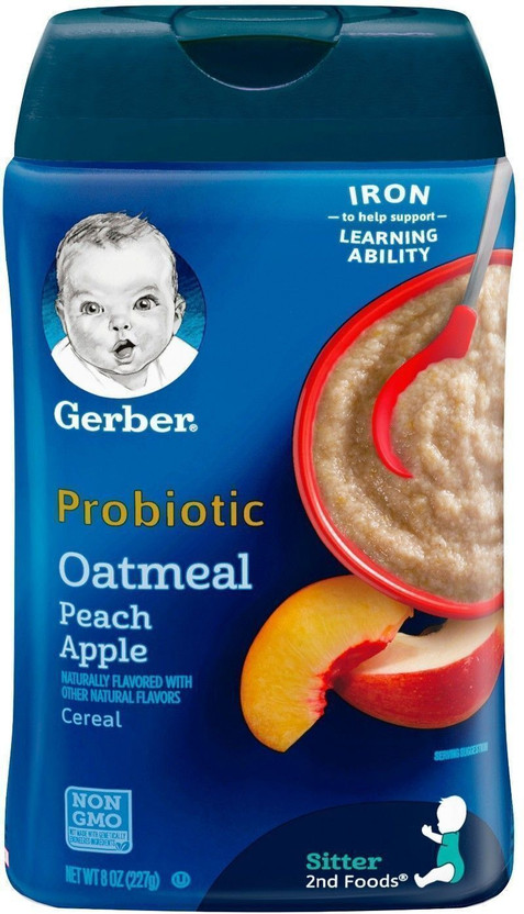 GERBER Baby Probiotic Oatmeal & Peach Apple Cereal Cereal(227 g, 8+ Months)