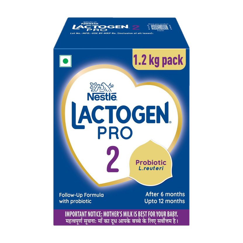Nestle Lactogen Pro 2 Powder, Follow-Up Formula with Probiotic, 6 Months to 12 Months, Bag-in-Box(1.2 kg, 6+ Months)