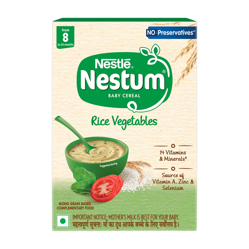 Nestle Nestum Baby Cereal - Rice Vegetables (From 8 - 24 months) - BIB Pack Cereal(325 g, 8+ Months)