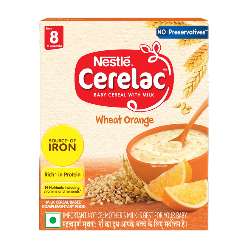 Nestle Cerelac Wheat Orange Baby Food Cereal with No Preservatives Cereal(300 g, 8+ Months)