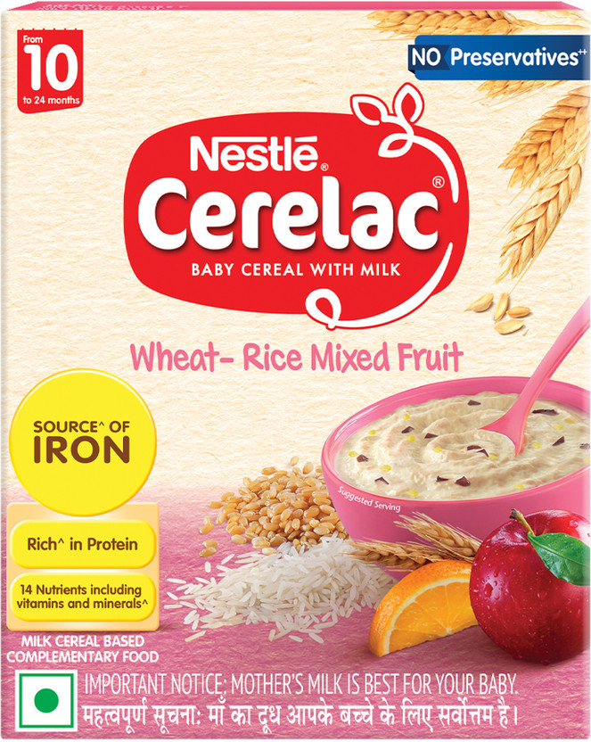 Nestle Cerelac Wheat Rice Mixed Fruit Baby Food Cereal,No Preservatives, Cereal(300 g, 10+ Months)