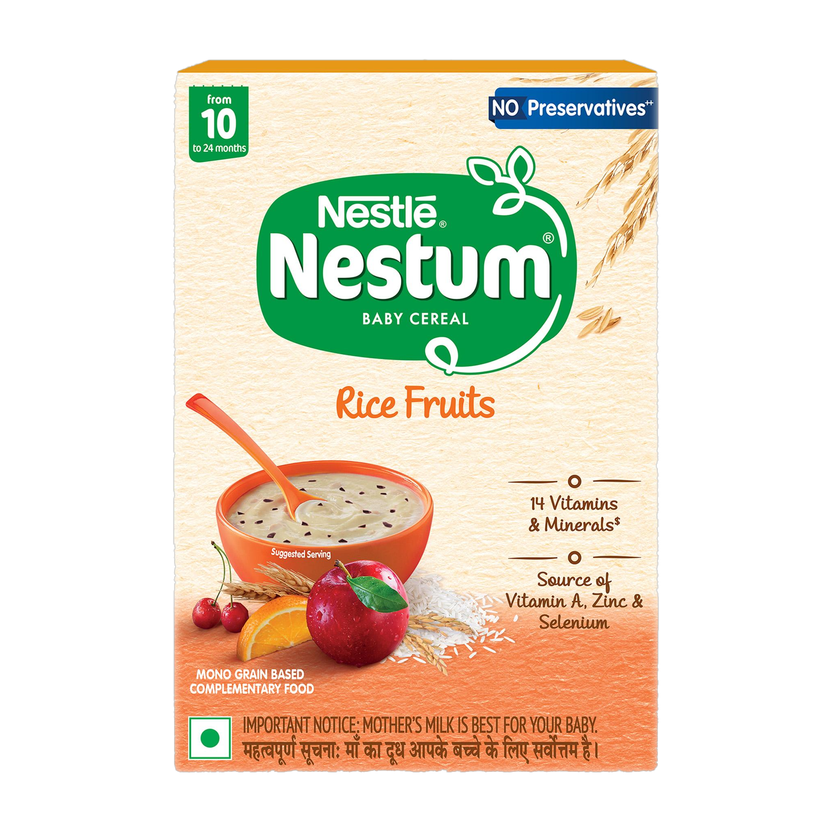 Nestle Nestum Baby Cereal - Rice Fruits (From 10 to 24 months) - BIB Pack Cereal(300 g, 10+ Months)