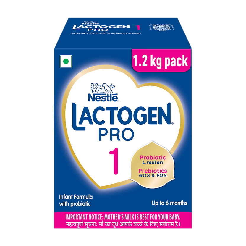 Nestle Lactogen Pro 1 Powder, Infant Formula With Probiotic & Prebiotics, For 0-6 Months, Bag-In-Box(1.2 kg, Upto 6 Months)