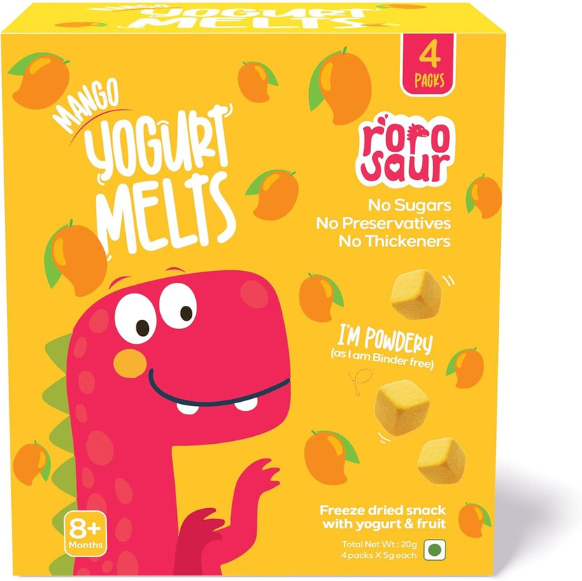 Rorosaur Baby Snacks - Melts with Yogurt and Fruit & Veggie for 7+ Months Cereal(50 g, Pack of 4, 7+ Months)