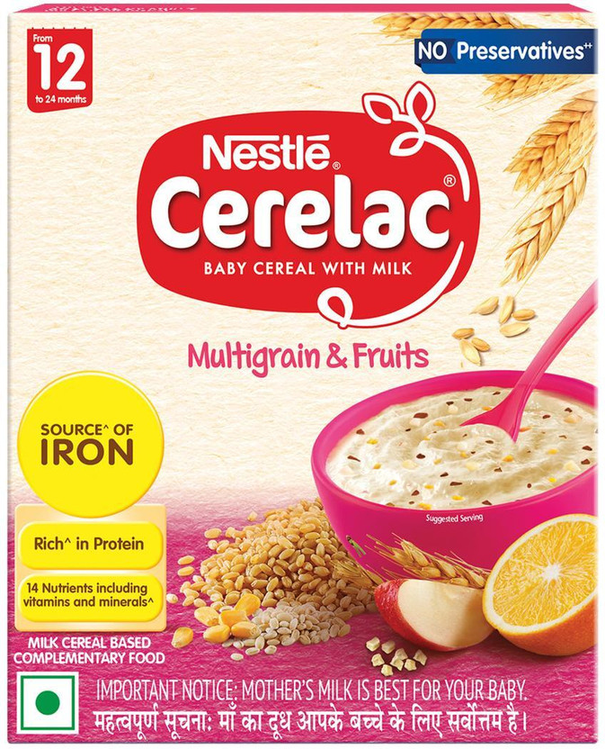 Nestle Cerelac Multigrain & Fruits Baby Food Cereal,No Preservatives, Cereal(300 g, 12+ Months)