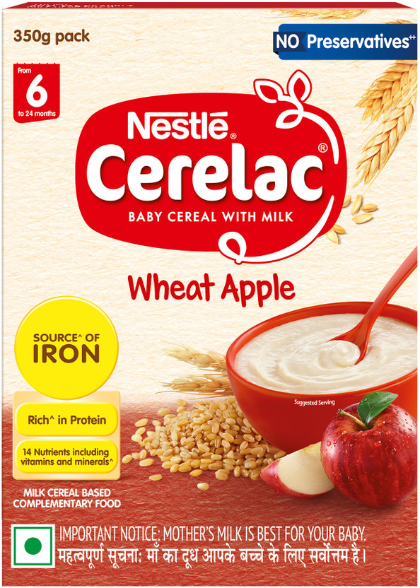 Nestle Cerelac Wheat Apple Baby Food Cereal with No Preservatives Cereal(350 g, 6+ Months)