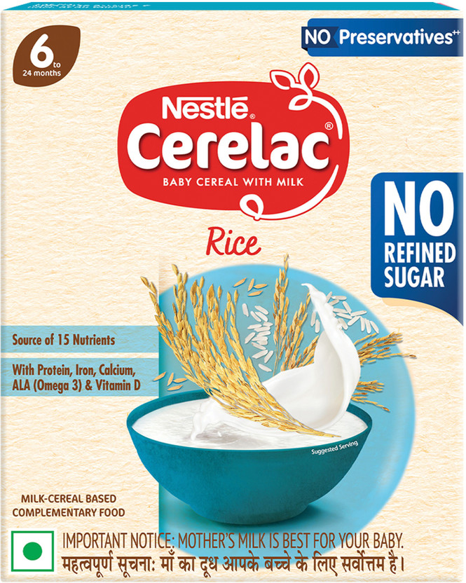 Nestle Cerelac Rice Baby Food Cereal with No Refined Sugar & No Preservatives Cereal(300 g, 6+ Months)