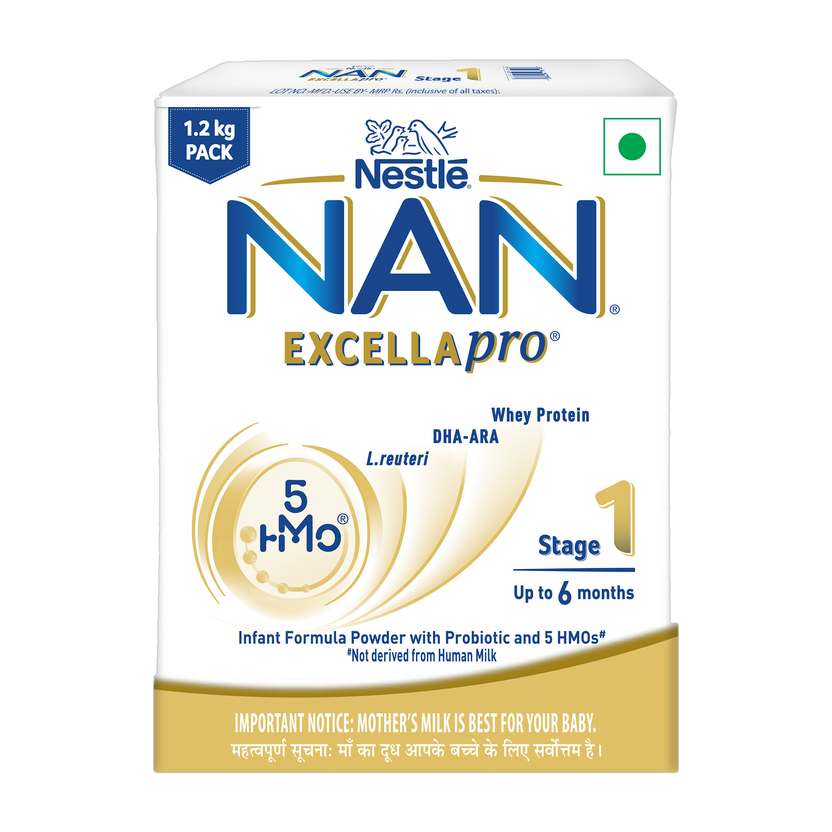 Nestle Nan Excella Pro STG-1, Starter Formula Milk Powder, BIB Pack(1.2 kg, Upto 6 Months)