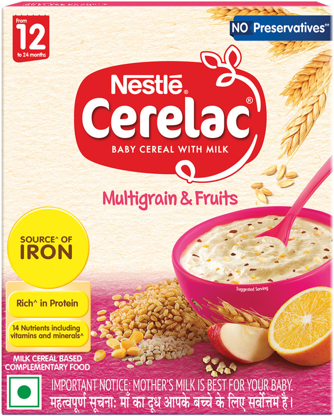 Nestle Cerelac Multigrain & Fruits Baby Food Cereal,No Preservatives, Cereal(300 g, 12+ Months)