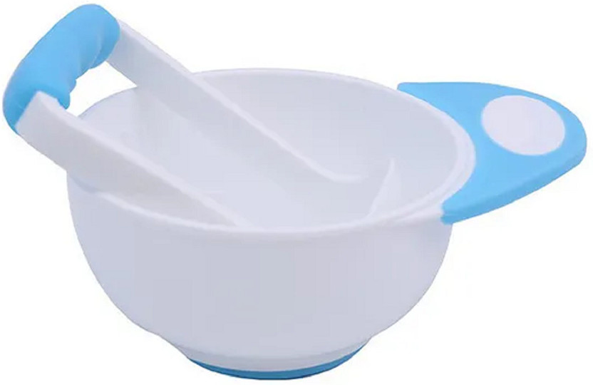Adore Bravo! Baby Food Masher Grinding cum Feeding Bowl with Pod(Blue)