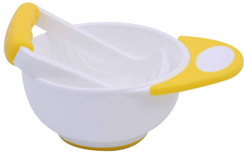Adore Bravo! Baby Food Masher, Grinding cum Feeding Bowl with Pod(Yellow)