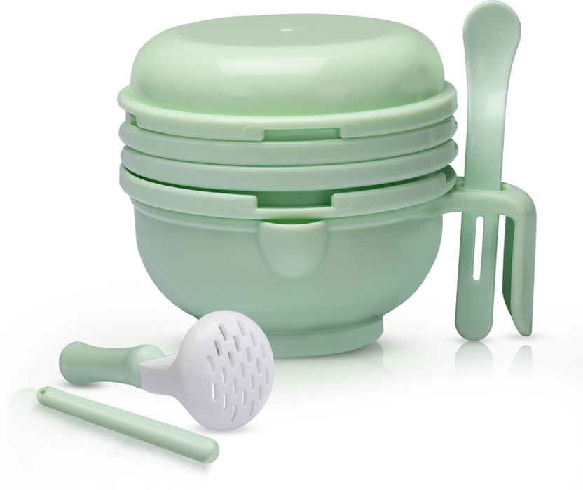 LuvLap 9 in 1 Baby Food Mill Grinding Bowl Grinder Processor, with Multifunction Mash(Light Green)