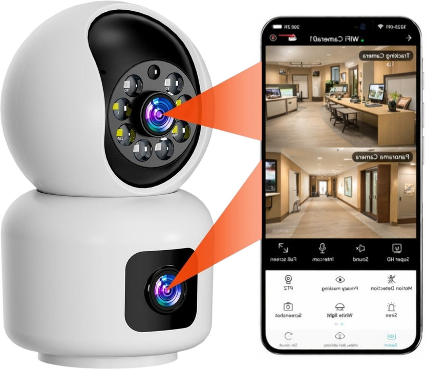 SROPX WiFi Dual Lens CCTV Camera for ing with Two Way Audio Celling Mount , Wall Mount Baby Monitor
