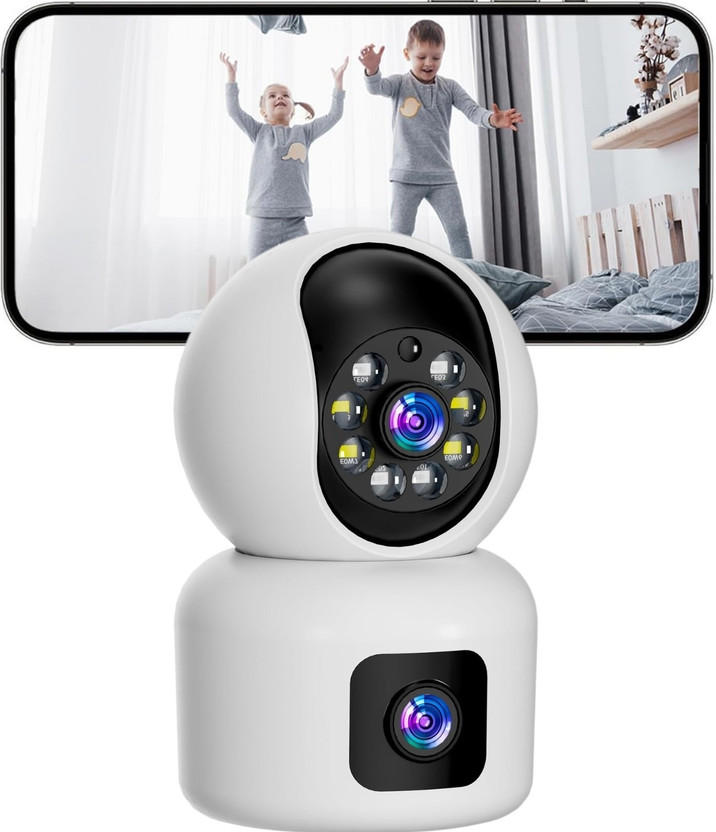 SROPX Smart WiFi Dual Lens CCTV Camera with Night Vision Two Way Audio Celling Mount , Wall Mount Baby Monitor