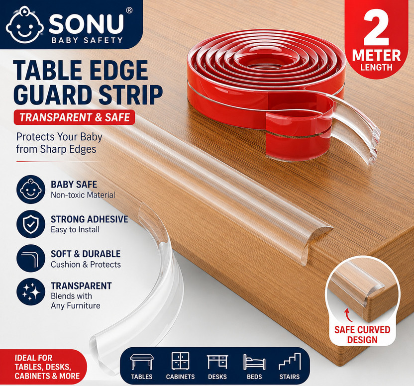 sonu SafeEdge Pro Transparent Corner Guard Tape–2 Meter Roll for Furniture Protection(Transparent)