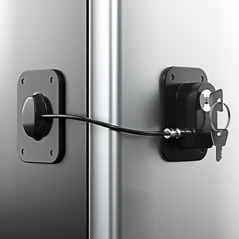 Ashmakam Refrigerator Door Lock for Kids Safety with Key Strong Steel Cable Design(Multicolor)