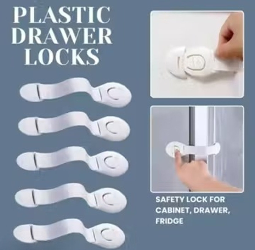 TrendyKArt Kids Safety Lock for Home Cabinet, Drawer & Fridge (Pack of 5)(White)