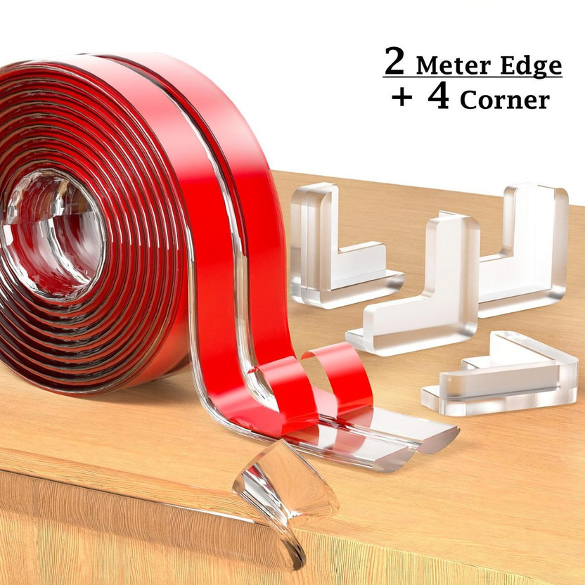 KIDZHALL 2 Meter Edge+4Corner Edge Protector, Baby Proofing Edge Protector Strip for Kids(Transparent)