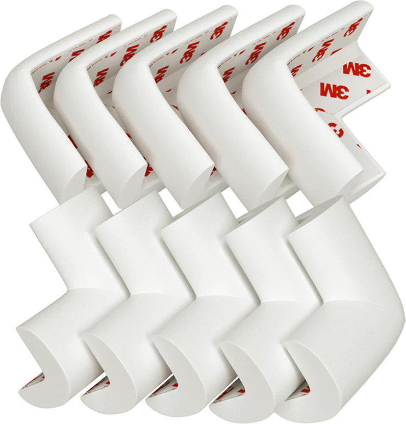 KIDS STATION Baby Proofing L- Shape PRE-TAPED 50gm/mt. Dense Corner Guard | Guard for Kids(Off- White, Pack of 10 pcs)